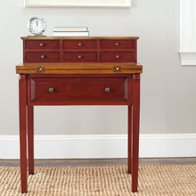 Load image into Gallery viewer, Abigail 7 Drawer Fold Down Desk in Egyptian Red/Oak
