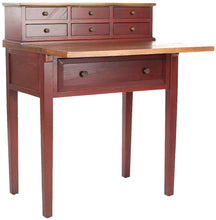 Load image into Gallery viewer, Abigail 7 Drawer Fold Down Desk in Egyptian Red/Oak

