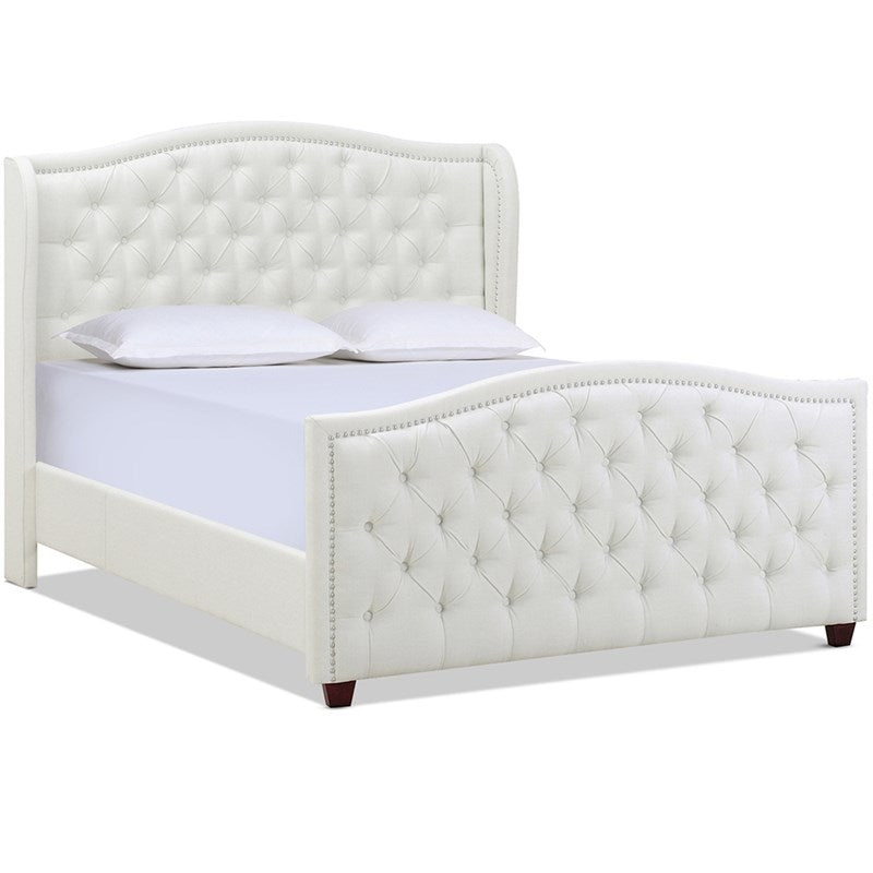 Marcella Tufted Wingback Queen Bed Antique White