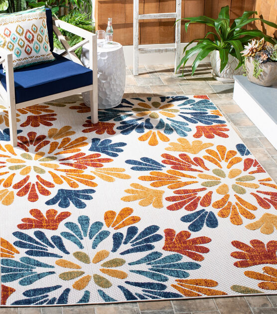 Safavieh Cabana 4' X 6' Creme & Red Outdoor Rug