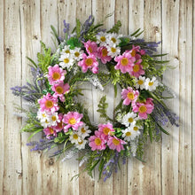 Load image into Gallery viewer, 18&quot; Daisy And Cosmos Flowers Wreath
