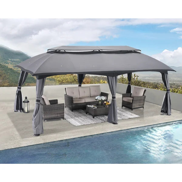 19.6 Ft W x 10 Ft. D Steel Patio Gazebo