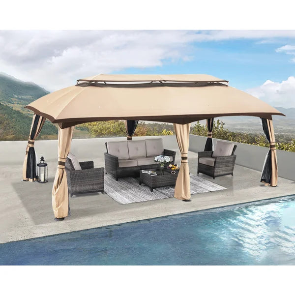19.6 Ft W x 10 Ft. D Steel Patio Gazebo