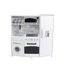 Load image into Gallery viewer, Large Wooden Play Kitchen with Lights &amp; Sounds, Icemaker, Play Phone - White
