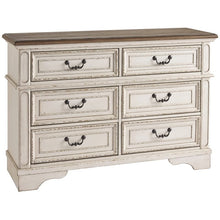 Load image into Gallery viewer, Ashley Furniture Realyn 6 Drawer Double Dresser in White and Brown 6306RR-OB
