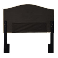 Load image into Gallery viewer, Camelback Nailhead Trim Queen Fabric Upholstered Panel Headboard in Linen Beige
