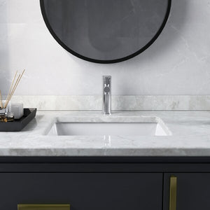 19 11/16" X 15 9/16" White Ceramic Rectangular Undermount Bathroom Sink with Overflow