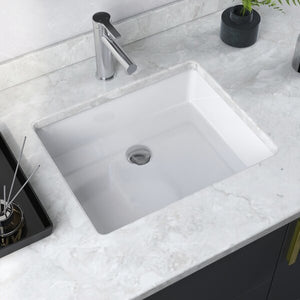 19 11/16" X 15 9/16" White Ceramic Rectangular Undermount Bathroom Sink with Overflow