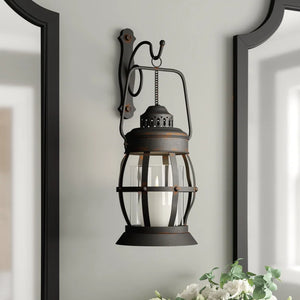 19" Glass/Iron Wall Sconce