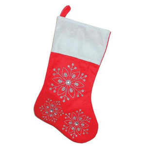 19" Red and White Felt Christmas Stocking with Glitter Snowflakes and Gemstones (Set of 3) 2374AH/GL