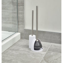 Load image into Gallery viewer, White/Black  19&quot; H Free Standing Toilet Brush Set #9671
