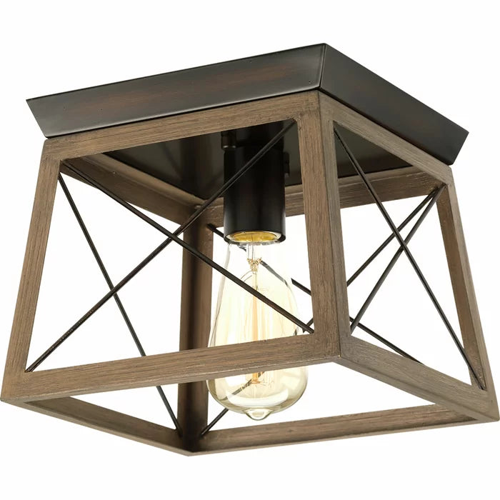 1 - Light 9.5'' Caged Square / Rectangle Flush Mount