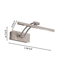 Load image into Gallery viewer, 7.32&quot; H x 24.17&quot; W x 9.29&quot; D Matte Nickel 1 - Light Dimmable LED Wall Mounted Picture Light OG191
