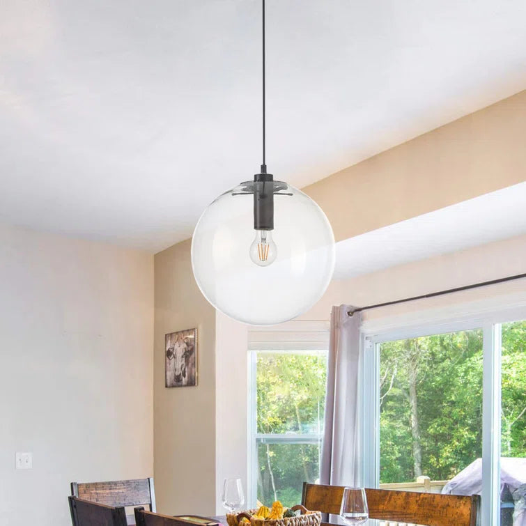 Black 1 - Light Single Globe Pendant