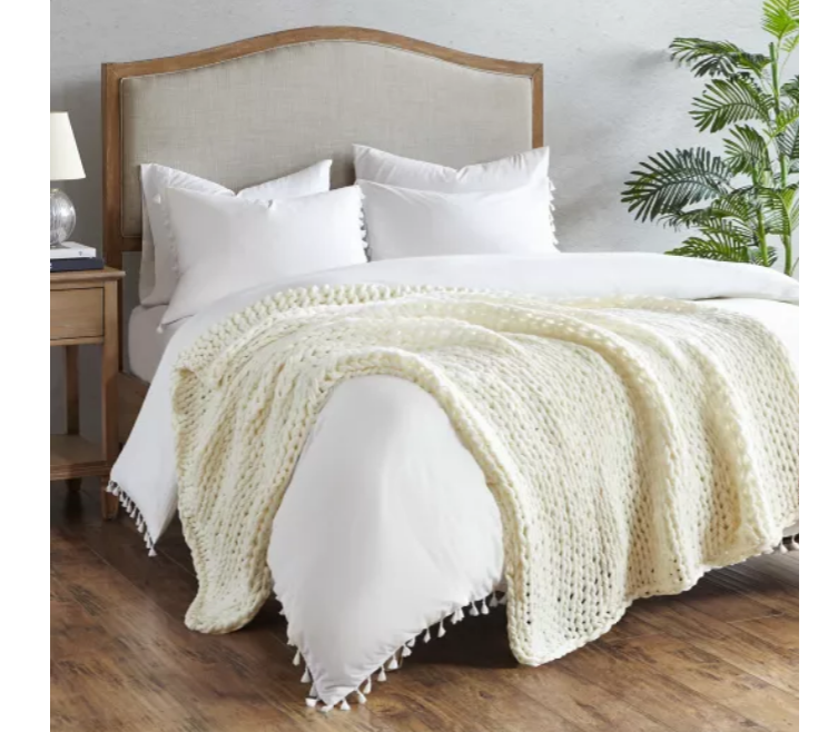 Madison Park Chunky Double Knit Throw Blanket in Ivory B69 312