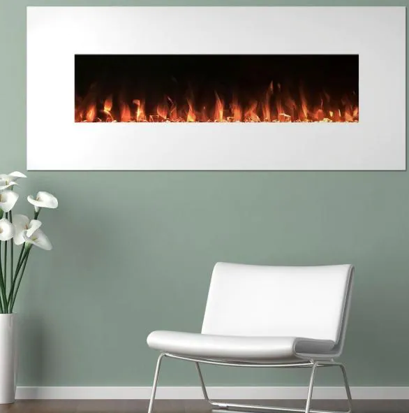50 in. Electric Fireplace Color Changing Wall in White
