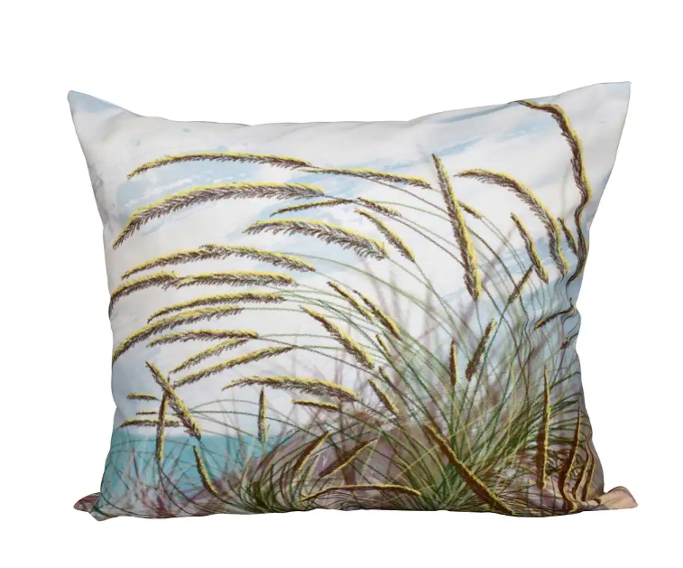 Ocean Breeze Aqua Floral 16 in. x 16 in. Throw Pillow