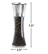 Load image into Gallery viewer, Levav Premium Salt and Pepper Grinder Set of 2- Brushed Stainless Steel Pepper Mill and Salt Mill, 6 Oz Glass Tall Body, 5 Grade Adjustable Ceramic Rotor- Salt and Pepper Shakers EC1401
