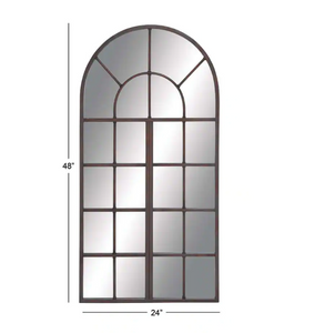 48 in. x 24 in. Silver Metal Traditional Arch Wall Mirror