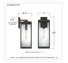 Load image into Gallery viewer, Quoizel Westover 20&quot; Tall Outdoor Wall Sconce, 7&quot; x 20&quot; x 8.5&quot;
