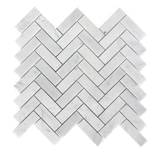 Load image into Gallery viewer, 1&quot; x 3&quot; Marble Herringbone Mosaic Wall &amp; Floor Tiles Carrara White(2771RR-10 boxes)
