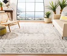 Load image into Gallery viewer, Tulum Ivory/Gray 9 ft. x 12 ft. Border Tribal Distressed Area Rug
