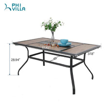 Load image into Gallery viewer, Phi Villa Geometric Wood-look Patio Dining Table with Umbrella Hole
