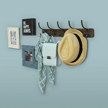 Load image into Gallery viewer, Spectrum Richmond Wood Wall Mount 5-Hook Rack in Coffee (SET OF 2)
