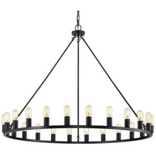 Load image into Gallery viewer, 24-light Wagon Wheel Chandelier, 48&quot;, Matte Black 7201RR
