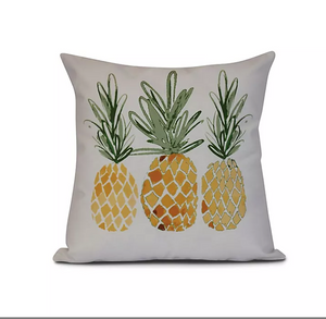 Geometric 3 Pineapples Square Throw Pillow in Gold GL371