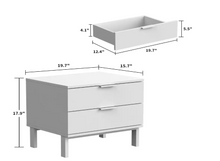 Load image into Gallery viewer, 2-Drawer White Wooden Nightstand Bedside Table with 4-Gold Metal Legs 15.7 in. D x 19.7 in. W x 17.9 in. H
