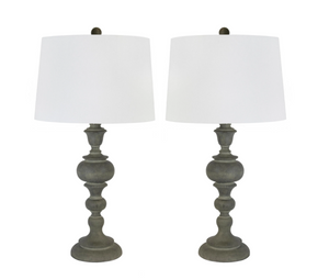 30 in. Acid Paloma Polyresin Table Lamps and Off-White Linen Shades (2 Pack)
