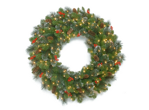 30 in. Crestwood Spruce Wreath with Clear Lights