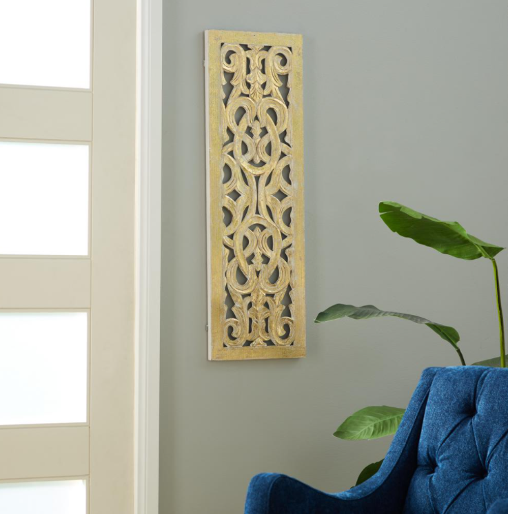 36 in. x 12 in. Gold Wood Traditional Wall Decor, ,set of 4
