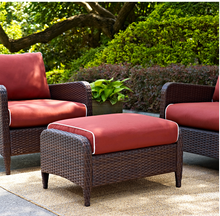 Load image into Gallery viewer, Kiawah Wicker Outdoor Ottoman with Sangria Cushion MRM2783
