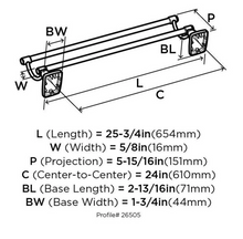 Load image into Gallery viewer, Amerock Clarendon 24" Double Towel Bar
