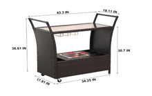 Load image into Gallery viewer, Rectangle Wicker Height 36 in. Outdoor Bistro Bar Serving Cart with wheels Table
