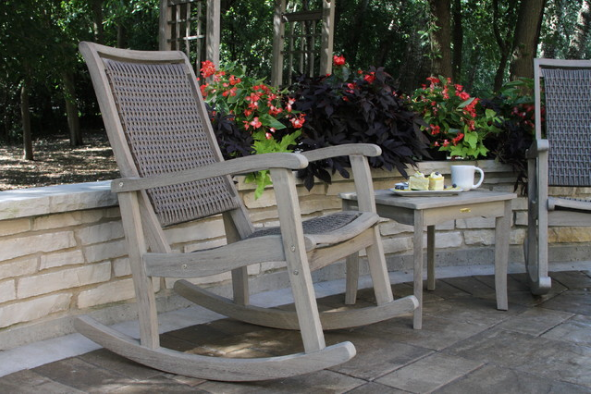 Gray Wash Eucalyptus and Driftwood Gray Wicker Rocking Chair