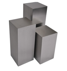 Cube Pedestal Table Set, Brushed Steel 11" x 31.5", 1 only