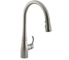 Load image into Gallery viewer, Kohler Simplice Single-Hole Kitchen Sink Faucet with 16-5/8&quot; Pull-Down Spout, DockNetik Magnetic Docking System, and a 3-Function Sprayhead Featuring Sweep Spray 1343AH
