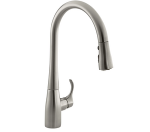 Kohler Simplice Single-Hole Kitchen Sink Faucet with 16-5/8" Pull-Down Spout, DockNetik Magnetic Docking System, and a 3-Function Sprayhead Featuring Sweep Spray 1343AH