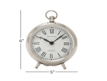 Load image into Gallery viewer, Silver Stainless Steel Contemporary Analog Tabletop Clock
