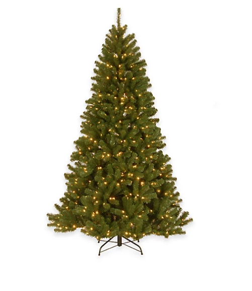 National Tree Company 7-Foot North Valley Spruce Pre-Lit Hinged Christmas Tree w/Clear Lights