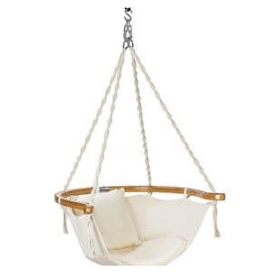 3.4 ft. Hanging Hammock Chair with Armrest and Cushion in White 7488RR