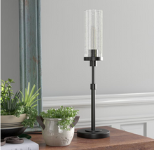 Load image into Gallery viewer, Frieda 26.68 in. Blackened Bronze Table Lamp with Seeded Glass Shade
