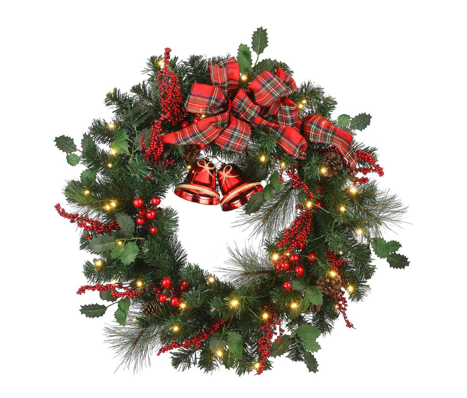 30 in. Christmas Wreath with 50-Battery Operated LED Lights
