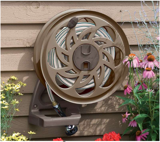 Suncast Slide Trak Hose Hideaway 125 ft. Wall Mount Hideaway Brown Hose Reel MRM691