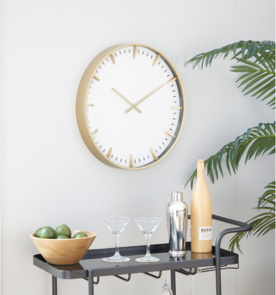 CosmoLiving by Cosmopolitan White Glass Contemporary Wall Clock, 20x20x2