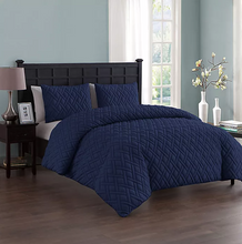 Load image into Gallery viewer, VCNY Home Lattice Embossed 3-Piece Queen Duvet Cover Set in Navy 1373CDR
