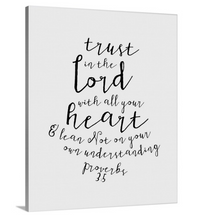 Load image into Gallery viewer, &quot;Proverbs 3:5 - Scripture Art in Black and White&quot; Wrapped Canvas Art Print, 2... 7809RR

